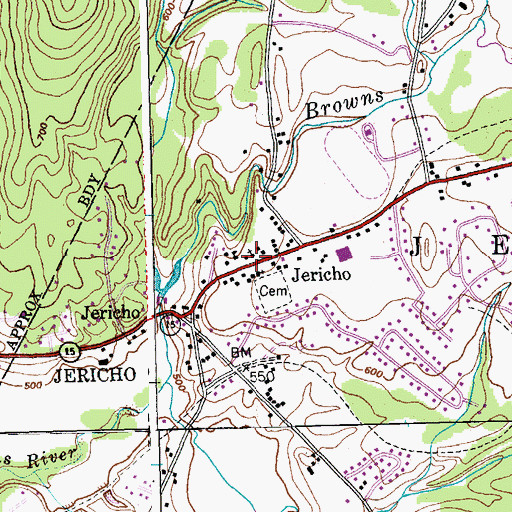Topographic Map of Jericho Town Hall, VT