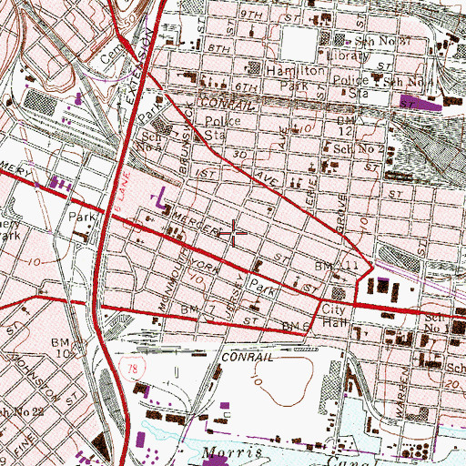 Topographic Map of Bethesda Baptist Church, NJ