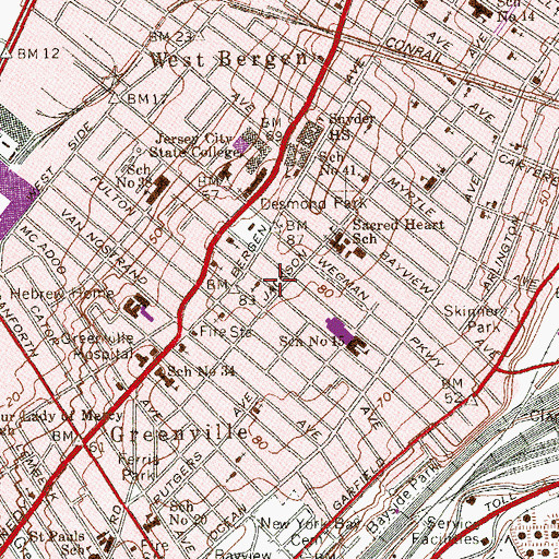 Topographic Map of Bethany Browne United Methodist Church, NJ