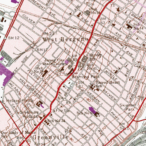 Topographic Map of Bethany Lutheran Church, NJ