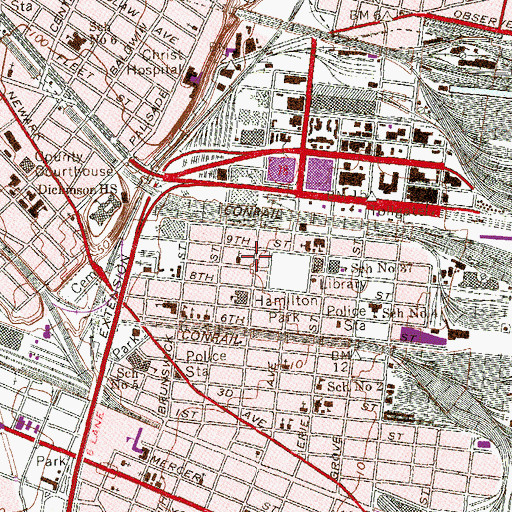 Topographic Map of Central Baptist Church, NJ