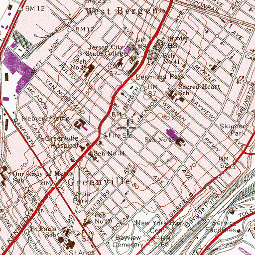 Topographic Map of First Wesleyan Church, NJ