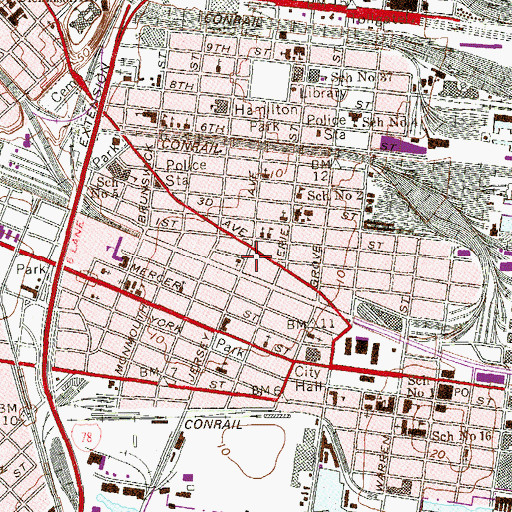 Topographic Map of Kingdom Hall of Jehovahs Witnesses, NJ