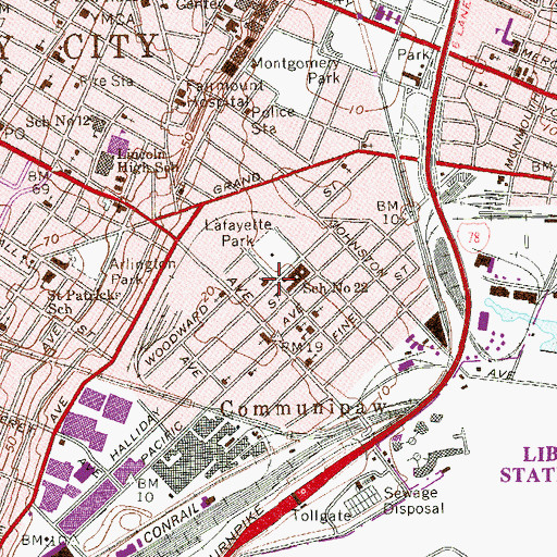 Topographic Map of Monumental Baptist Church, NJ