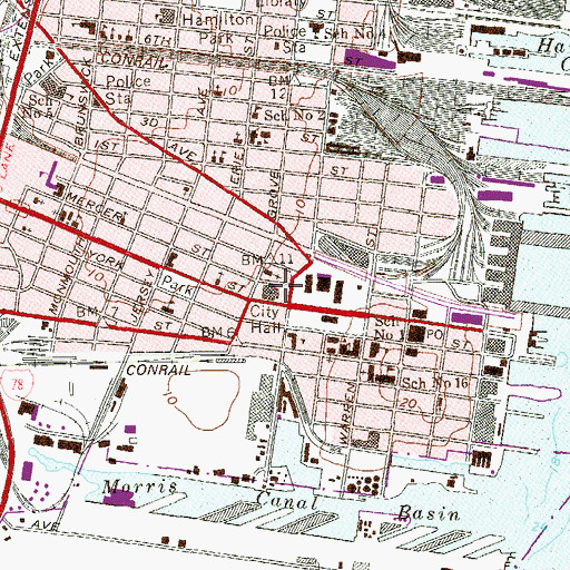 Topographic Map of Jersey City City Hall, NJ