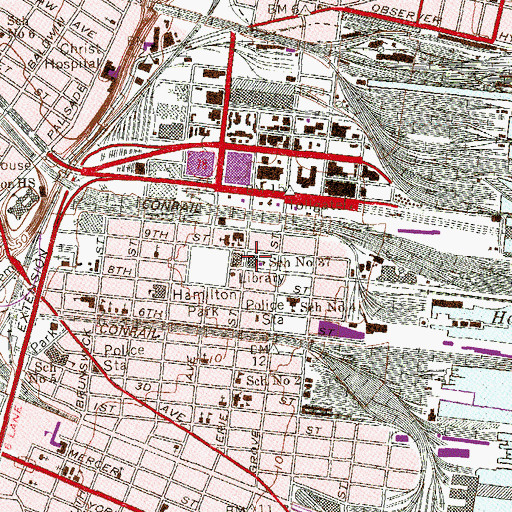 Topographic Map of Saint Francis Hospital, NJ