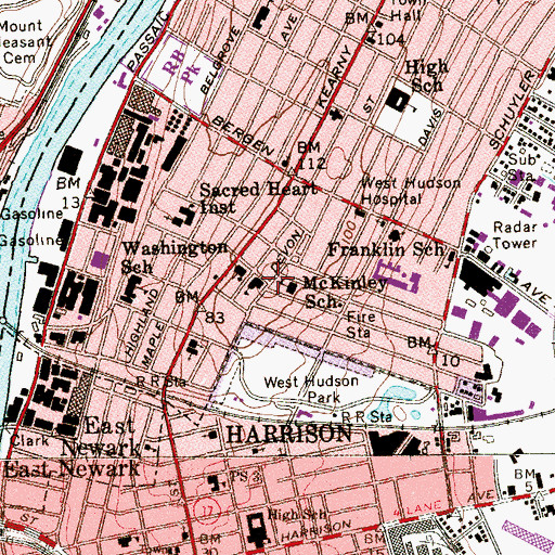 Topographic Map of Saint Cecilia School, NJ