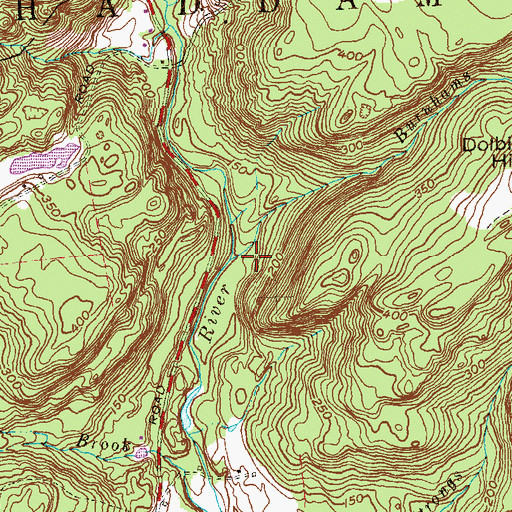 Topographic Map of Burnhams Brook, CT