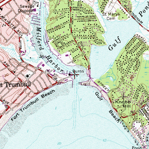 Topographic Map of Burns Point, CT