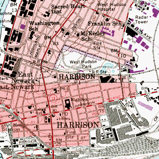 Topographic Map of Saint John's Lutheran Church, NJ