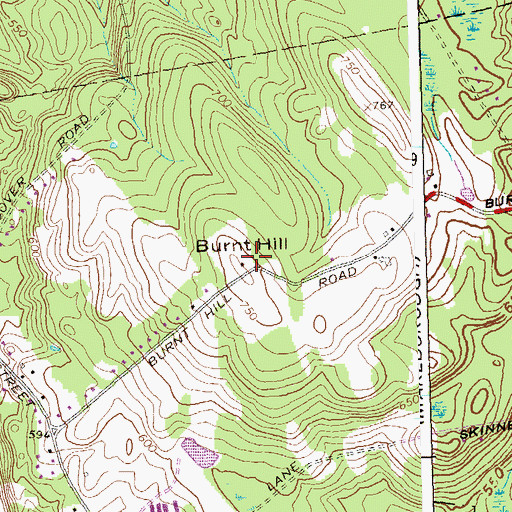 Topographic Map of Burnt Hill, CT