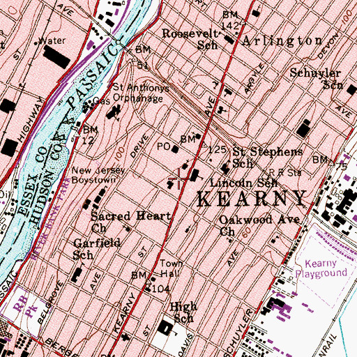 Topographic Map of First Lutheran Church, NJ