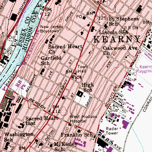 Topographic Map of Grace United Methodist Church, NJ