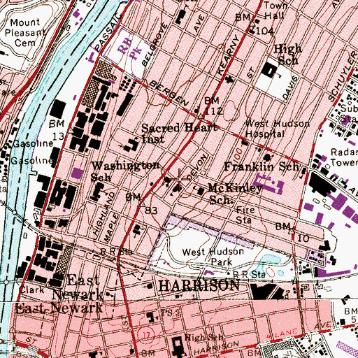 Topographic Map of Saint Cecilia's Church, NJ