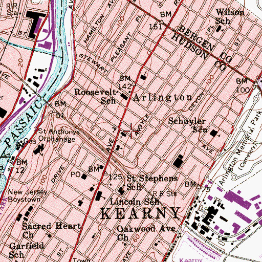 Topographic Map of Saint Stephen's Church, NJ