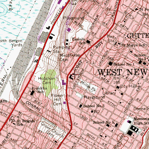 Topographic Map of Our Lady of Liberia School, NJ