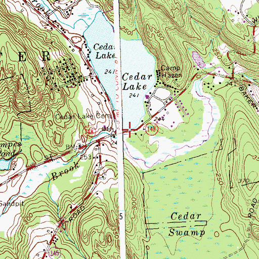 Topographic Map of Burr Brook, CT