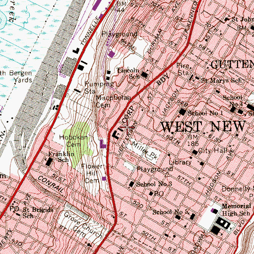 Topographic Map of Our Lady of Liberia Church, NJ