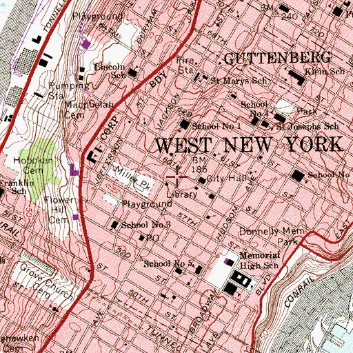 Topographic Map of Templo Fuente De Vida, NJ