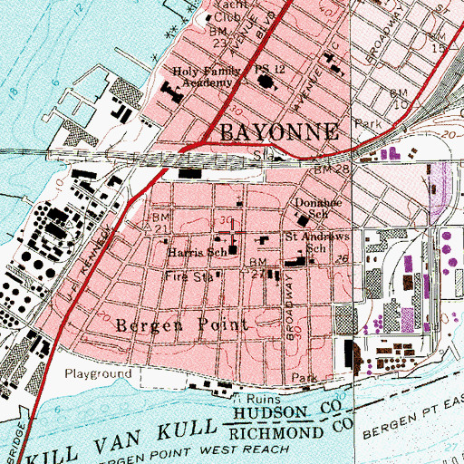 Topographic Map of Bergen Point Community Church, NJ