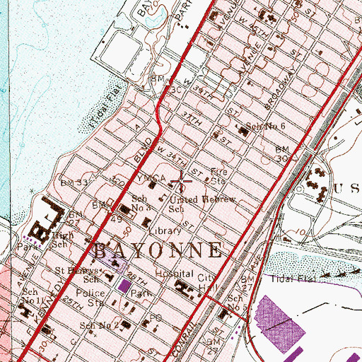 Topographic Map of First Federated Church, NJ