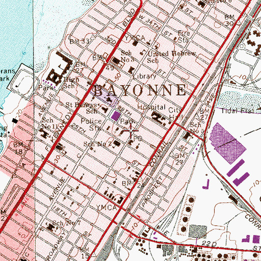 Topographic Map of Peoples Baptist Church, NJ