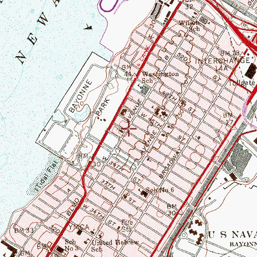 Topographic Map of Temple Beth Am, NJ