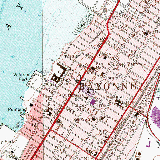 Topographic Map of Temple Emanuel, NJ