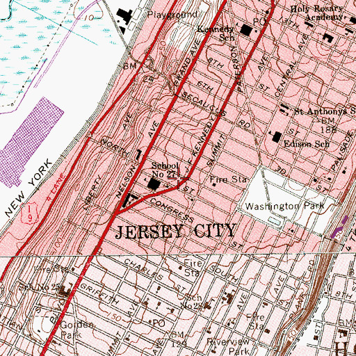 Topographic Map of First Presbyterian Church, NJ