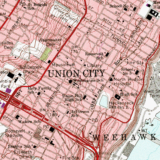Topographic Map of Saint Augustine's School, NJ