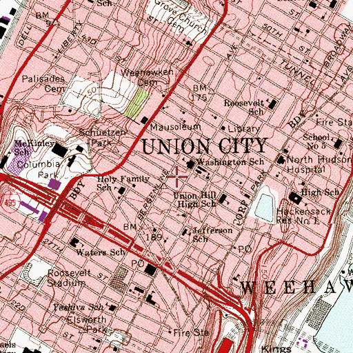 Topographic Map of Church of San Lazaro, NJ