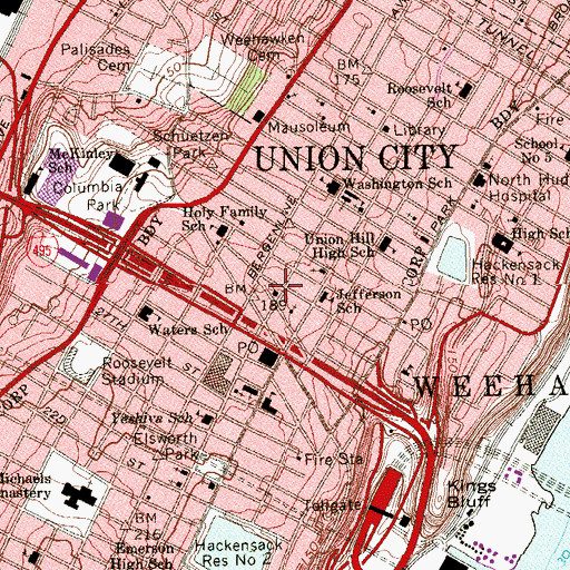 Topographic Map of Emanuel United Methodist Church, NJ
