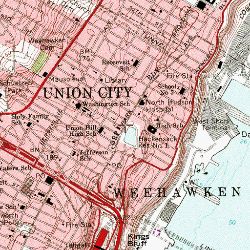 Topographic Map of Grace Episcopal Church, NJ