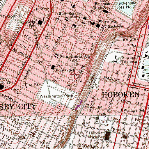 Topographic Map of Iglesia Apostoles Y Profetas, NJ