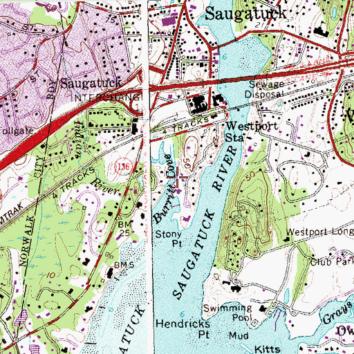 Topographic Map of Burritt Cove, CT