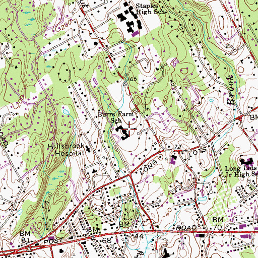 Topographic Map of Burrs Farm Elementary School, CT