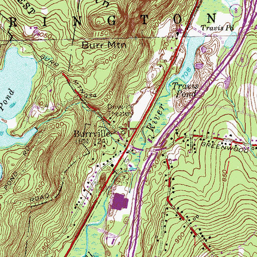 Topographic Map of Burrville, CT