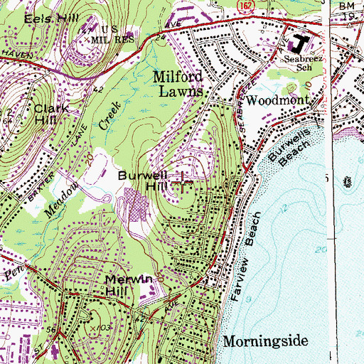 Topographic Map of Burwell Hill, CT