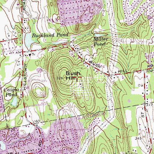 Topographic Map of Bush Hill, CT