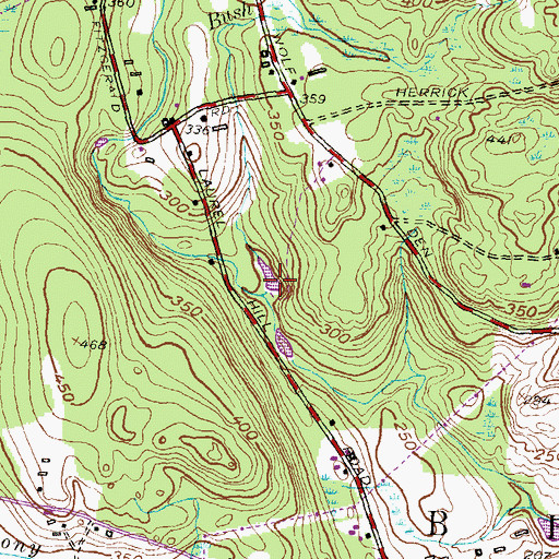 Topographic Map of Bush Hill Brook, CT