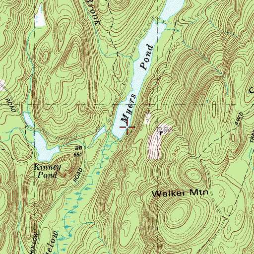 Topographic Map of Bush Meadow Brook, CT