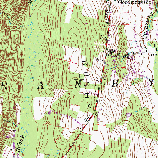 Topographic Map of Bushy Hill, CT