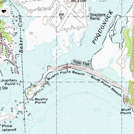 Topographic Map of Bushy Point Beach, CT