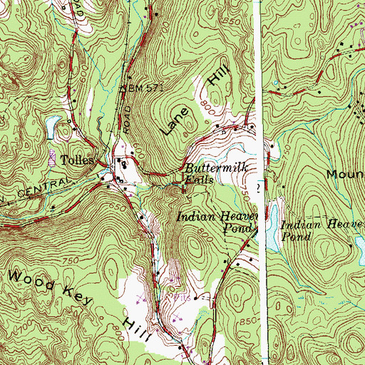 Topographic Map of Buttermilk Falls, CT