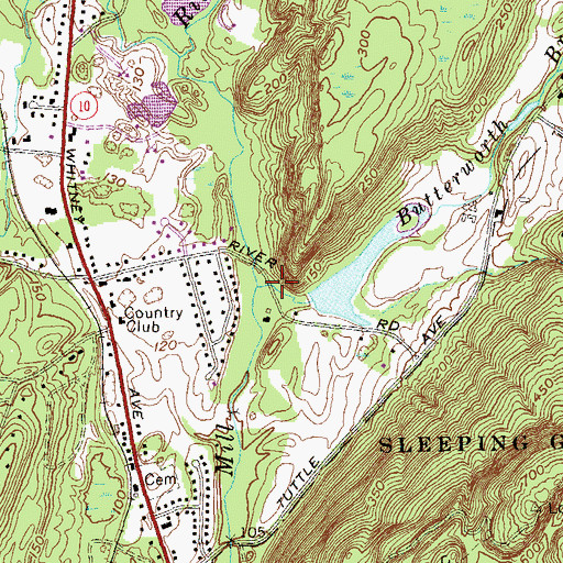 Topographic Map of Butterworth Brook, CT