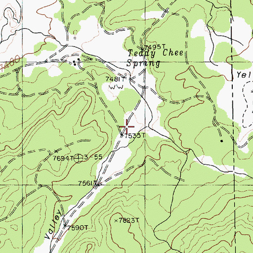 Topographic Map of Bubbling Spring Valley, AZ
