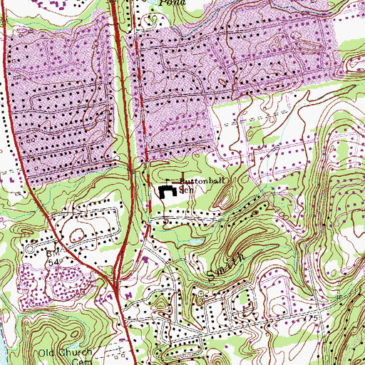 Topographic Map of Buttonball Lane Elementary School, CT