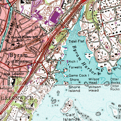 Topographic Map of Byram Park, CT