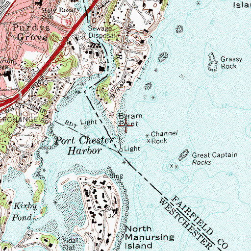 Topographic Map of Byram Point, CT