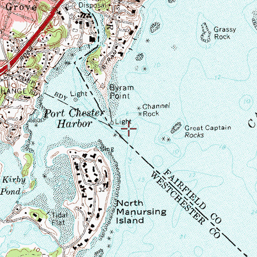 Topographic Map of Byram River, CT